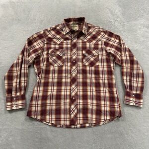 Wrangler Western Shirt Women Large Pearl Snap Plaid Double Pockets Rodeo Cowgirl